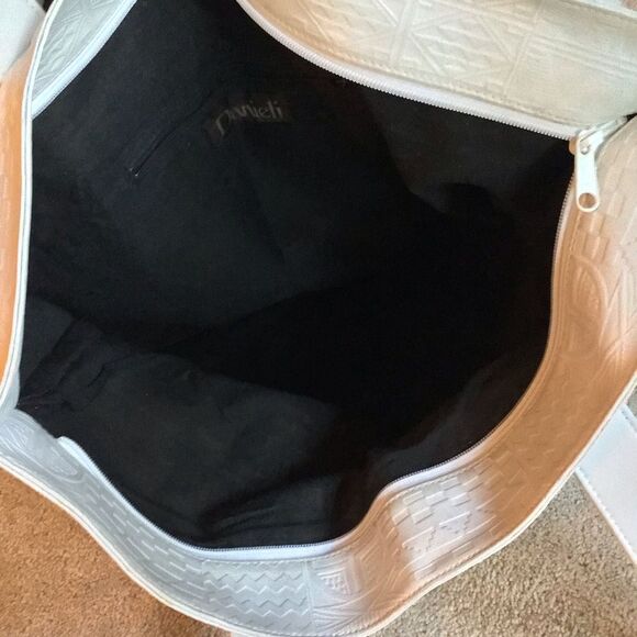 VTG Danieli Large White Geometric Tote Beach Bag - Picture 5 of 7